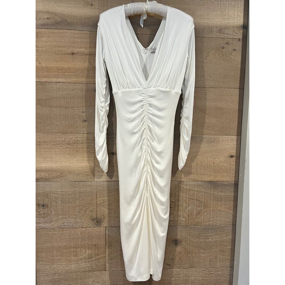 ET OCHS Vivian Ruched Midi Sheath white Dress Size 6